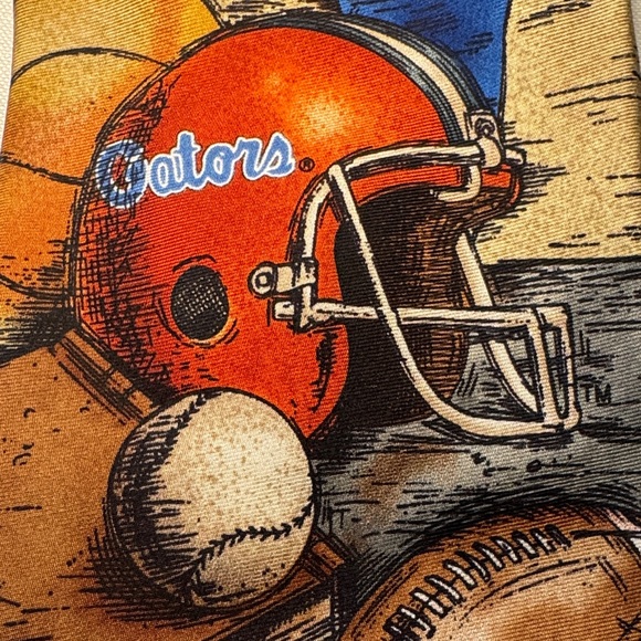 Florida Gators Silk Tie with Football and Helmet Design - Picture 8 of 9